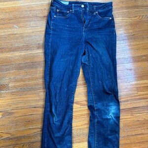 Gap dark wash straight leg, high waist jeans. Tall inseam